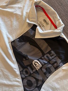 Ecko unltd Function Polo Shirt Men L White Black Gray Graphic Print Short Sleeve
